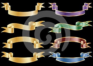 Set of vector flag scroll ribbon banners.