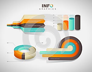 Set of vector flat design infographics statistics charts