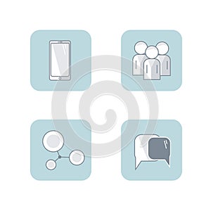 Set of vector flat icon communication. illustrations for web business presentation, concept people speach, relationships