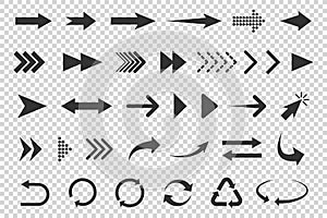 Set of vector flat icons arrows isolated