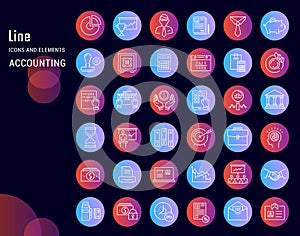 Set Vector Flat Line Icons Accounting and Finance