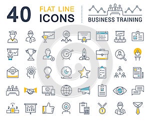 Set Vector Flat Line Icons Business Training