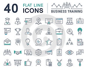 Set Vector Flat Line Icons Business Training