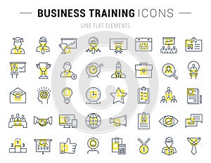 Set Vector Flat Line Icons Business Training