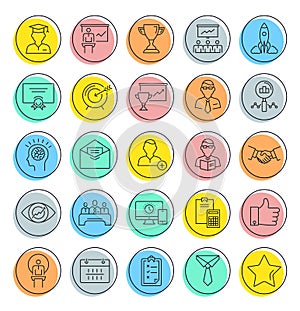 Set Vector Flat Line Icons Business Training