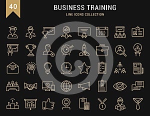 Set Vector Flat Line Icons Business Training