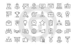 Set Vector Flat Line Icons Business Training