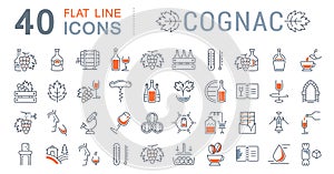 Set Vector Flat Line Icons Cognac