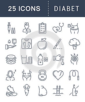 Set Vector Flat Line Icons Diabet photo