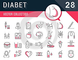 Set Vector Flat Line Icons Diabet photo