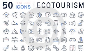 Set Vector Flat Line Icons Ecotourism