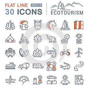 Set Vector Flat Line Icons Ecotourism photo