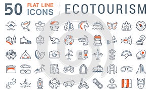 Set Vector Flat Line Icons Ecotourism photo