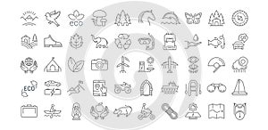 Set Vector Flat Line Icons Ecotourism photo