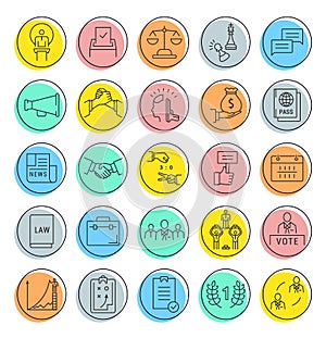 Set Vector Flat Line Icons Elections