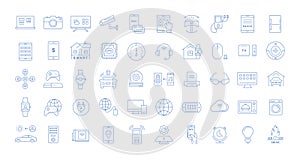 Set Vector Flat Line Icons Internet of Things