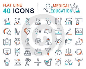 Set Vector Flat Line Icons Medical Education