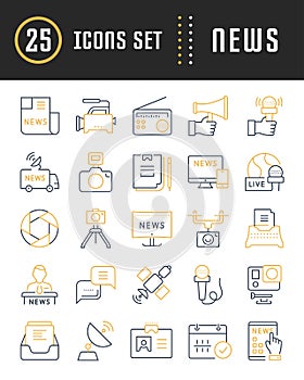 Set Vector Flat Line Icons News