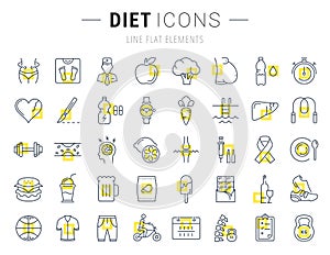 Set Vector Flat Line Icons Slimming