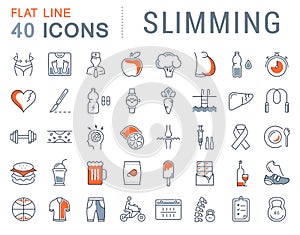 Set Vector Flat Line Icons Slimming