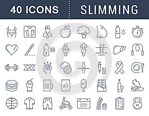 Set Vector Flat Line Icons Slimming