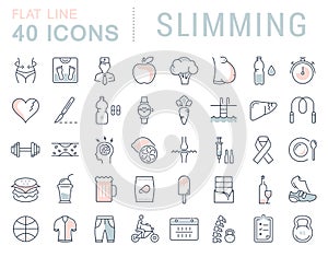 Set Vector Flat Line Icons Slimming