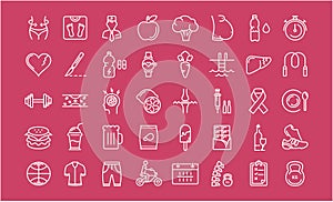 Set Vector Flat Line Icons Slimming