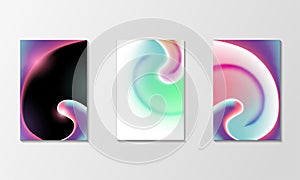 Set of vector fluid art poster illustration. Colorful liquid gradient. Modern background design template collection for web,