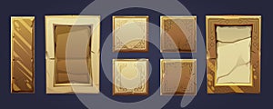 Set of vector frames made of stone. Template of decorative antique frames with ornament. Mix of two stones of granite and