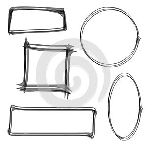 Set of vector frames. Watercolor edging. Hand-drawn circle, square, rectangle and oval. Can be used as design elements. Picture of