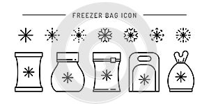 Set vector frozen food bag icon outline
