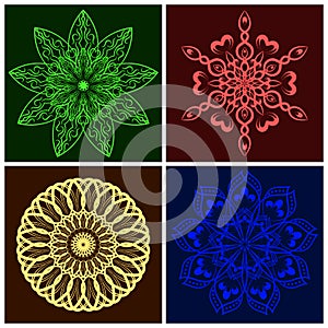 Set of Vector Geometric Colour Mandala