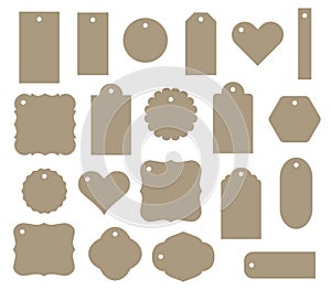 Set of vector gift tag, discount label. Twenty different shapes.