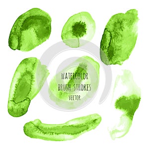 Set of vector green watercolor texture backgrounds