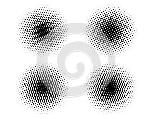 Set of vector halftone circles with dots. Pattern design elements gradient
