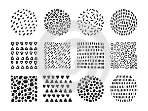Set of vector hand drawn patterns and textures. Trendy graphic elements for your unique design