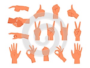 Set of vector hand gesture. Non verbal palm symbol photo