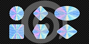 Set of vector hologram icons in geometric shapes.