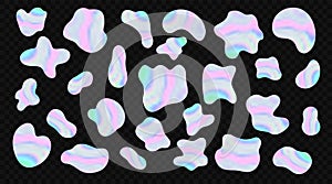 Set of vector holographic blob amoeba icons