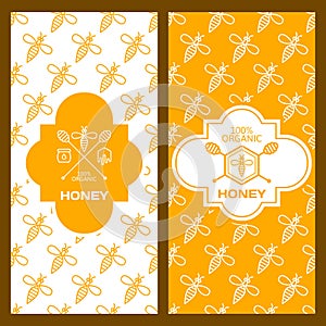 Set of vector honey backgrounds for label, package, banner.