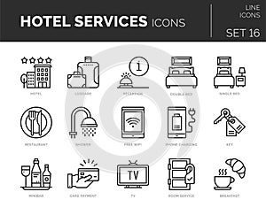 Set of vector hotel services icons