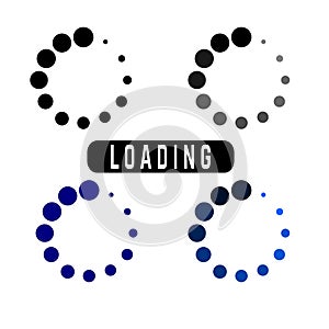 Set vector icon loading circle shape for upload  download status. preloader or buffer loader