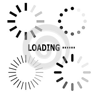 Set vector icon loading circle shape for upload, download status.  preloader or buffer loader
