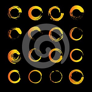 Set of vector icon, and logo depicting the solar circle. Modern styling sun. Collection of logos and icons of gold