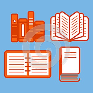 A set of vector icons of books. EBo