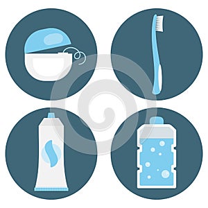 A set of vector icons in dental flat style.