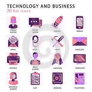 Set vector icons with elements for mobile concepts and web apps