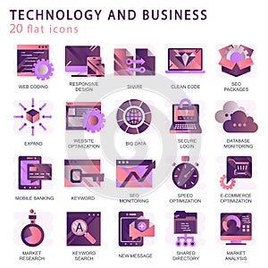 Set vector icons with elements for mobile concepts and web apps