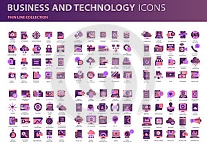 Set vector icons with elements for mobile concepts and web apps. Business and marketing, programming photo