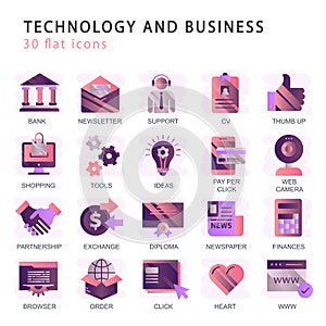 Set vector icons with elements for mobile concepts and web apps
